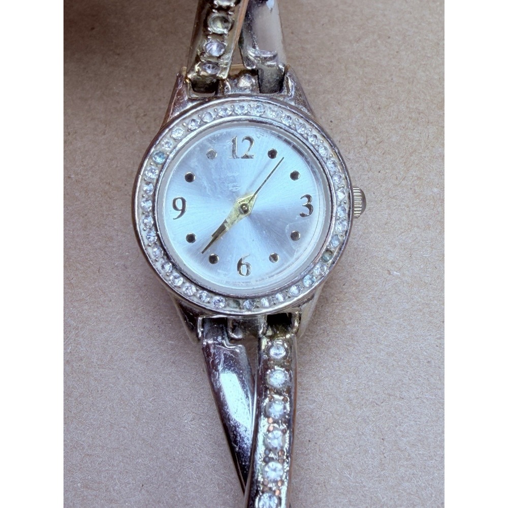 Women's Rhinestone Bangle Watch Japan Movt Silver Tone FMDC75511 Battery 377
